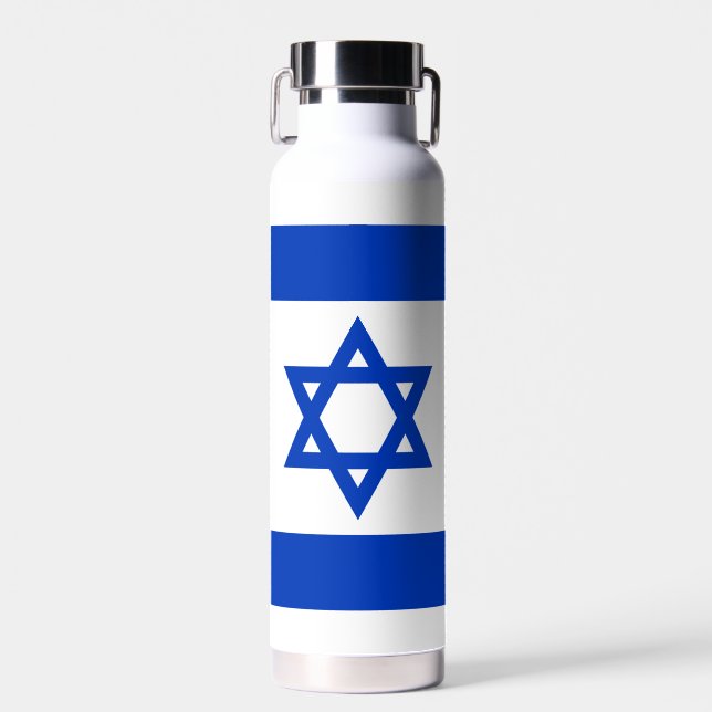 Bouteille D'eau Israël drapeau bleu et blanc moderne patriotique (Avant)