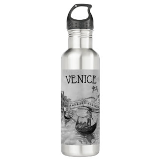 Bouteille D'eau Italie Travel - VENICE souvenir noir et blanc