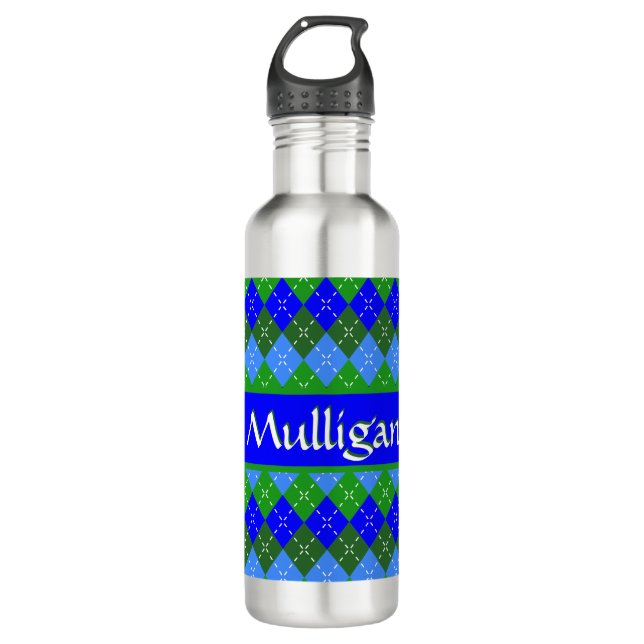 Bouteille D'eau Jacquard bleu et vert Preppy Personnalisé (Devant)
