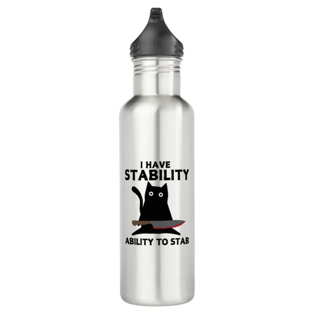 Bouteille D'eau J'Ai La Stabilité De Stab Funny Chat Noir (Droite)