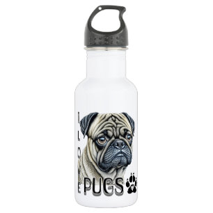 Bouteille D'eau J'aime les Carlins Propriétaires de chiens migno