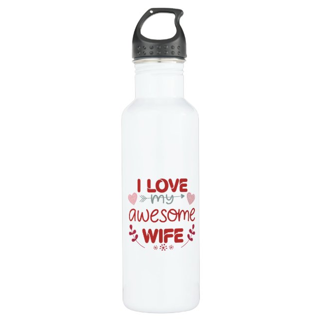 Bouteille D'eau J'aime ma femme géniale (Devant)