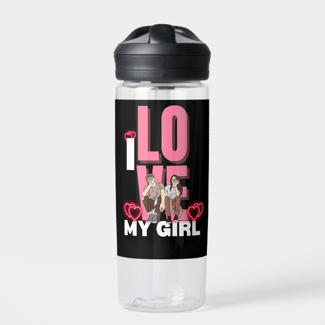 Bouteille D'eau J'Aime Ma Petite Amie Personnalisée (Extérieur)