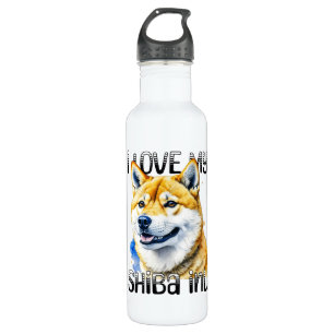 Bouteille D'eau J'Aime Mon Shiba Inu   Propriétaire de chien