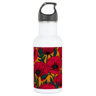 Bouteille D'eau Jardin aux coquelicots rouges
