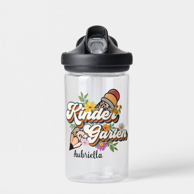 Bouteille D'eau Jardin d'enfants personnalisé crayon floral (Avant)