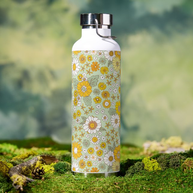 Bouteille D'eau Jardin Floral Jaune Motif (Café)