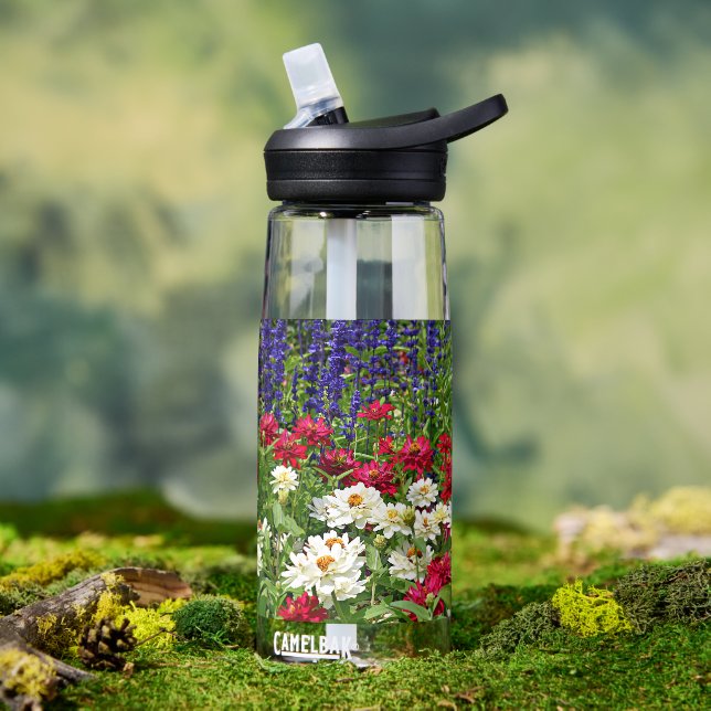 Bouteille D'eau Jardin Floral Zinnia et Salvia Bleue (Extérieur)