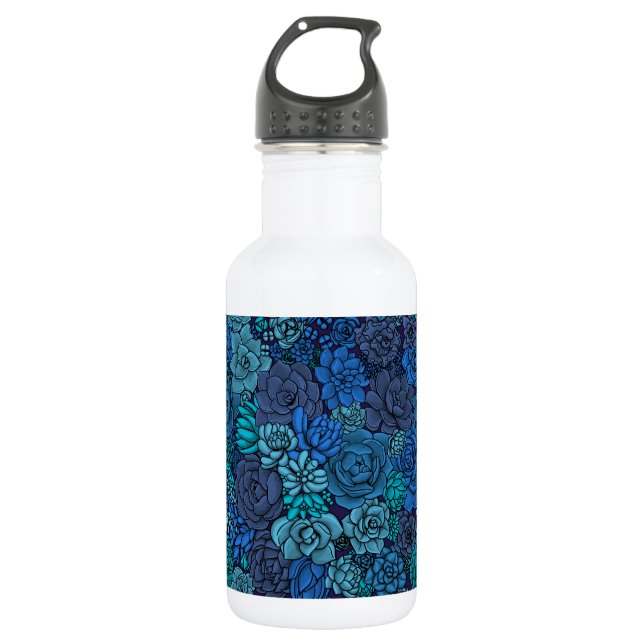 Bouteille D'eau Jardin succulent en bleu (Devant)