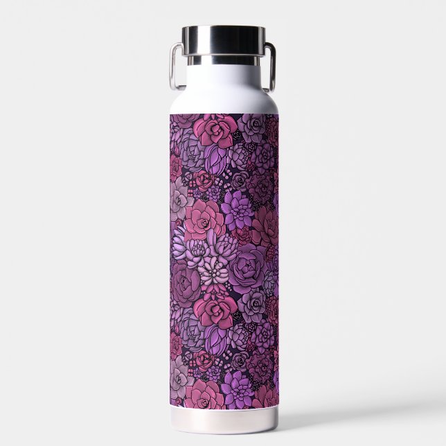 Bouteille D'eau Jardin succulent en rose et violet (Avant)