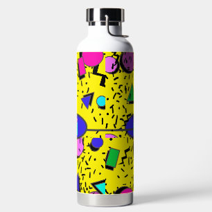 Bouteille D'eau Jaune 80s Memphis Style Abstrait Monogramme rétro