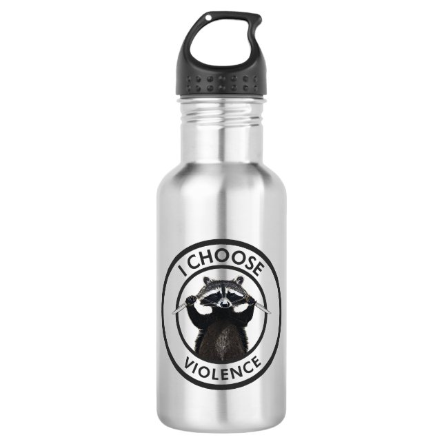 Bouteille D'eau Je choisis Violence Funny Raccoon (Devant)