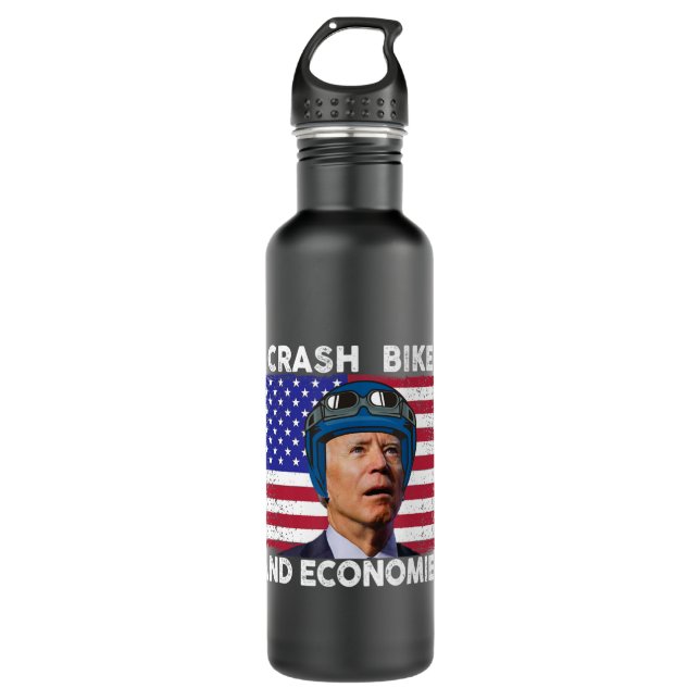 Bouteille D'eau Je Crash Vélos Et Économies Joe Biden Tomber  (Devant)