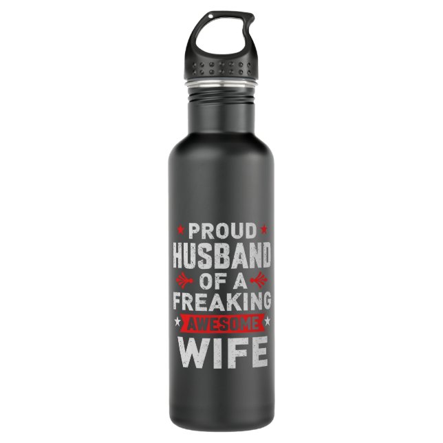 Bouteille D'eau Je suis un Mari Fier d'une femme géniale et monstr (Devant)