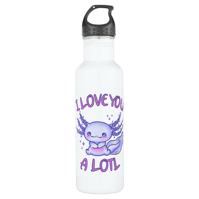 Bouteille D'eau Je t'aime beaucoup Axolotl (Devant)