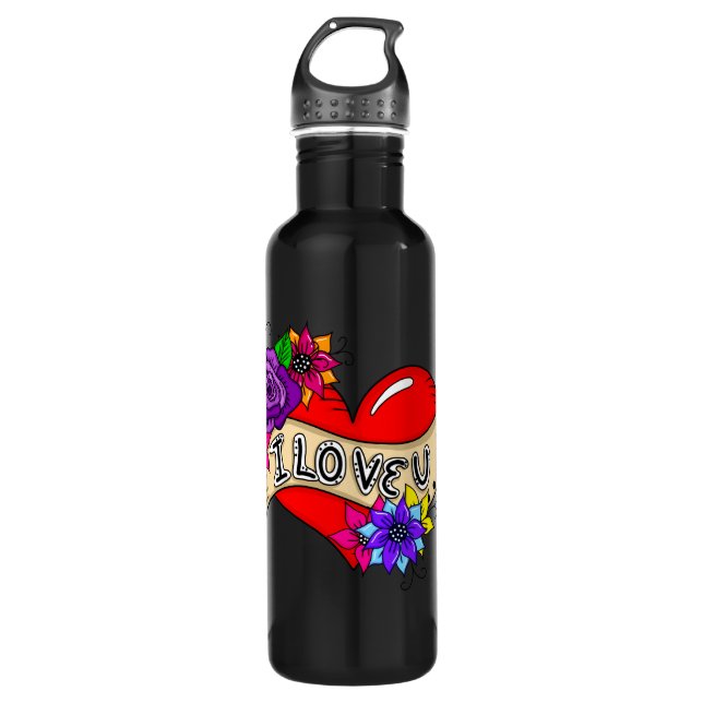 Bouteille D'eau Je T'Aime | Street Art Urban Heart (Devant)