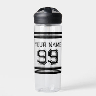 Bouteille D'eau Jersey sport personnalisé numéro athlétique strié 