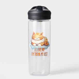 Bouteille D'eau J'essaie mon meilleur chat orange mou