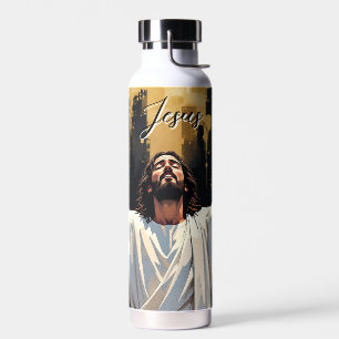 Bouteille D'eau Jésus-Christ Notre Sauveur Noir et Or