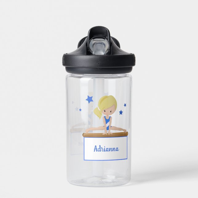 Bouteille D'eau Jeune Blonde Femme Gymnaste Personnalisée (Avant)
