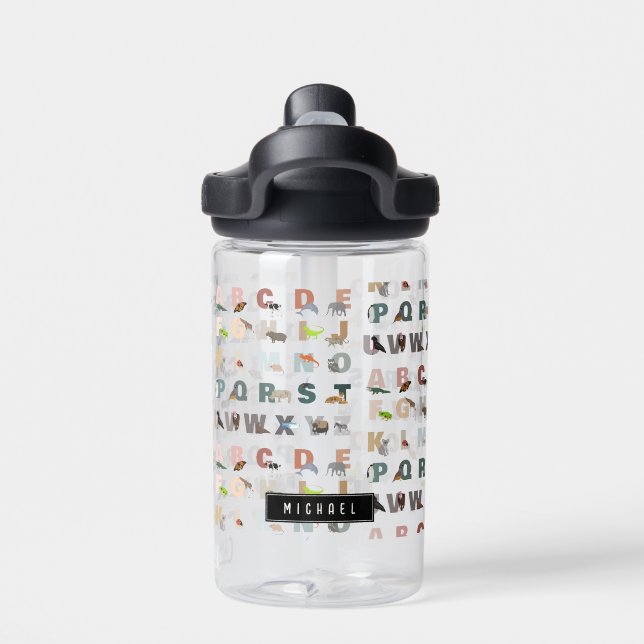 Bouteille D'eau Joli Alphabet ABC Animaux Nom personnalisé École (Salle de sport)