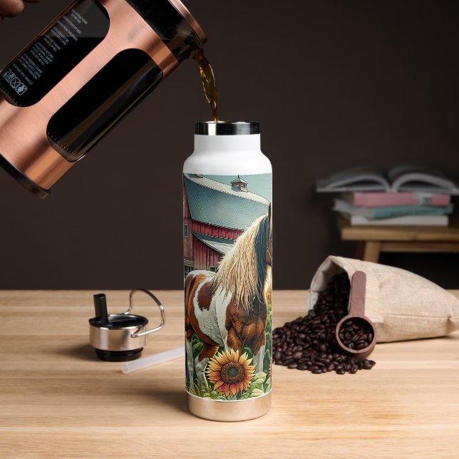 Bouteille D'eau Joli cheval Brown et blanc tacheté (Extérieur)