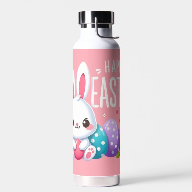Bouteille D'eau Joli lapin de Pâques rose (Gauche)