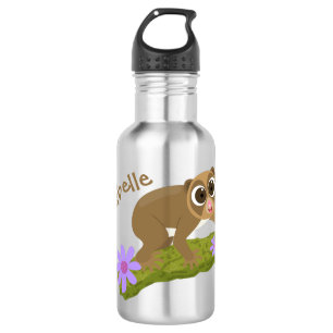 Bouteille D'eau Joli lenteur loris sur dessin de branche
