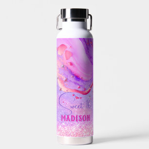 Bouteille D'eau Joli marbre violet art parties scintillant monogra