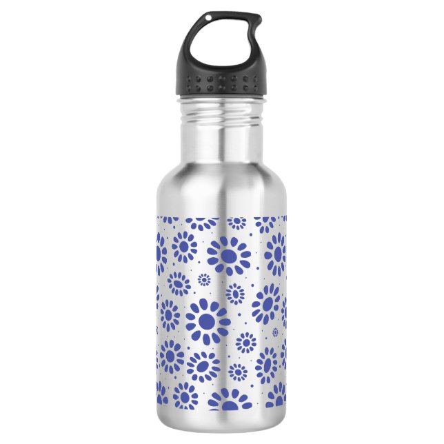 Bouteille D'eau Joli Motif de fleurs bleues (Devant)