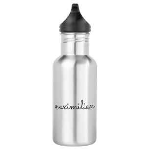 Bouteille D'eau Joli noir nom de script personnalisé monogramme mo