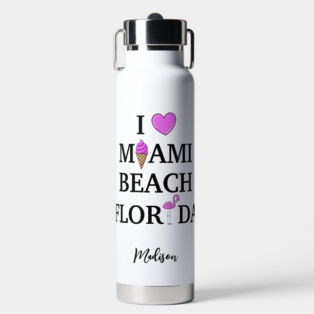 Bouteille D'eau Joli nom personnalisé Miami Beach (Salle de sport)