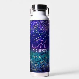 Bouteille D'eau Joli violet turquoise ombre parties scintillant mo