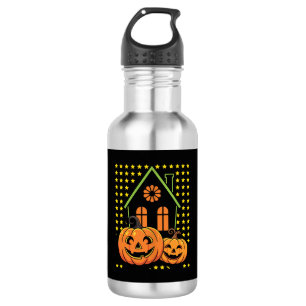 Bouteille D'eau Jolie citrouille d'Halloween maison hantée étoile