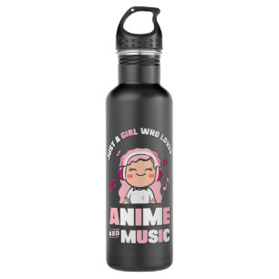 Bouteille D'eau Jolie fille Anime Rose   pour Anime & Music Lover