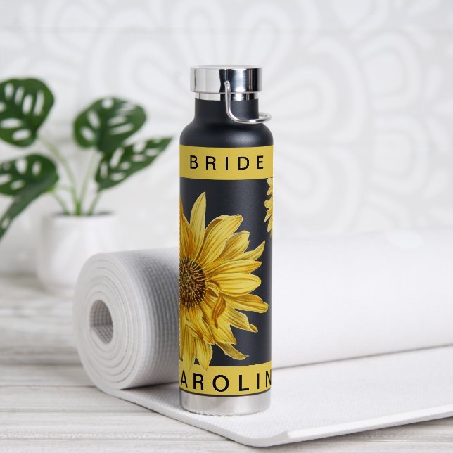 Bouteille D'eau Jolie Mariée Tournesol Jaune Nom Mariage Eau B (Yoga)