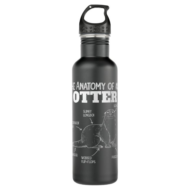 Bouteille D'eau Jolie Otter Explication Anatomie D'Une Otter (Devant)
