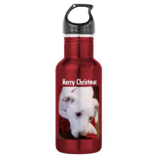 Bouteille D'eau Jolie photo de chiot Noël Rouge