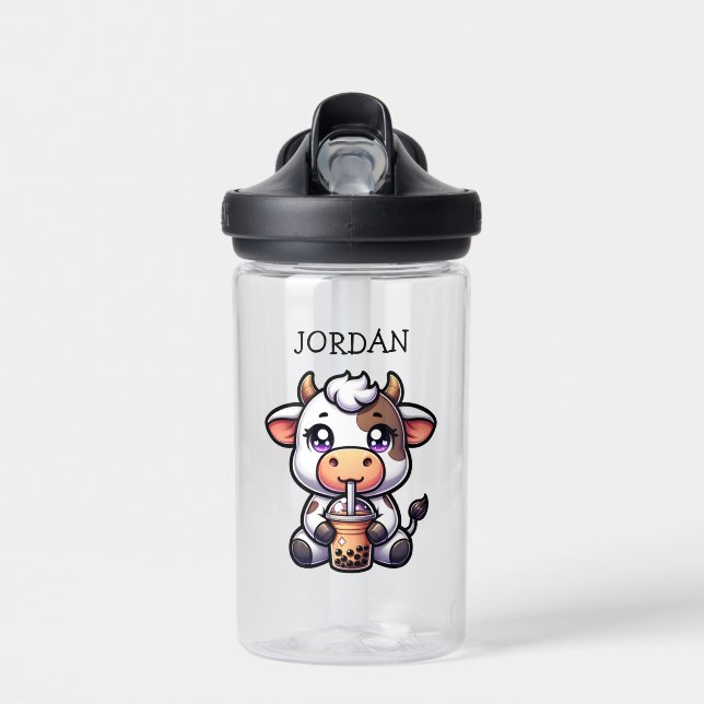 Bouteille D'eau Jolie vache bébé Boire Boba Kawaii Cartoon (Avant)