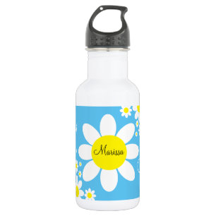 Bouteille D'eau Jolis marguerites bleues et blanches Fleur personn