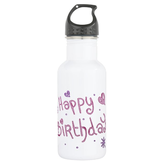 Bouteille D'eau Jouer Joyeux texte d'anniversaire (Devant)