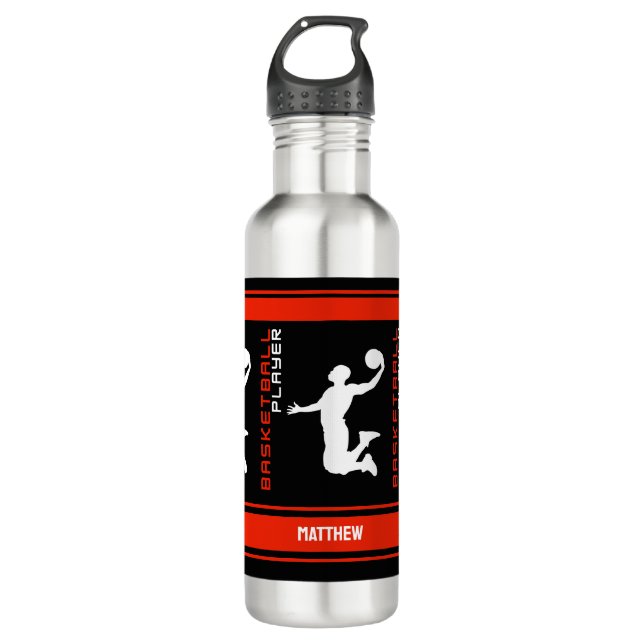 Bouteille D'eau Joueur de basket-ball, Basket-ball Cadeaux d'anniv (Devant)