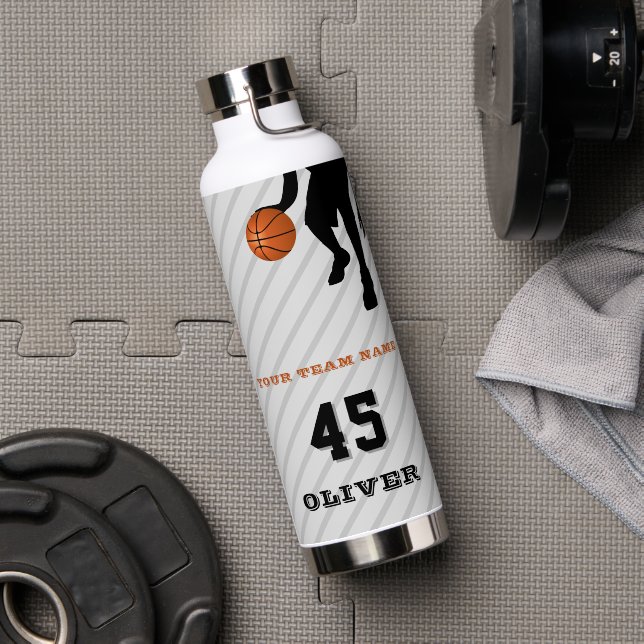 Bouteille D'eau Joueur de basket moderne Nom de l'équipe Numéro (Salle de sport (pivotée))