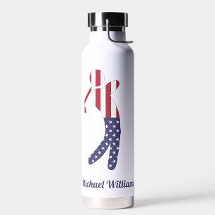 Bouteille D'eau Joueur de golf à drapeau américain personnalisé