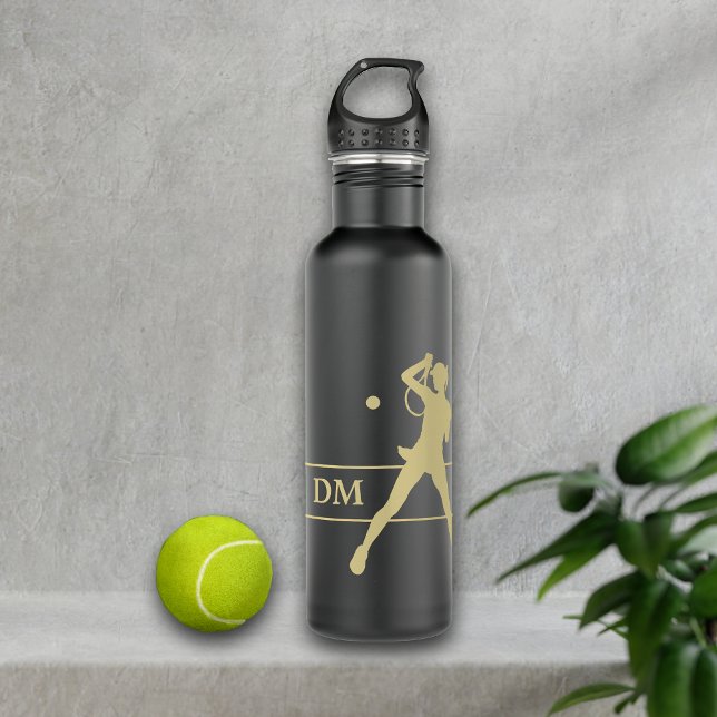 Bouteille D'eau Joueuse de tennis Monogram Gold Silhouette (Créateur téléchargé)