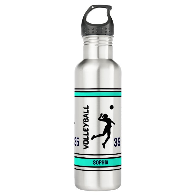 Bouteille D'eau Joueuse de volleyball Anniversaire, Joueuse de vol (Devant)