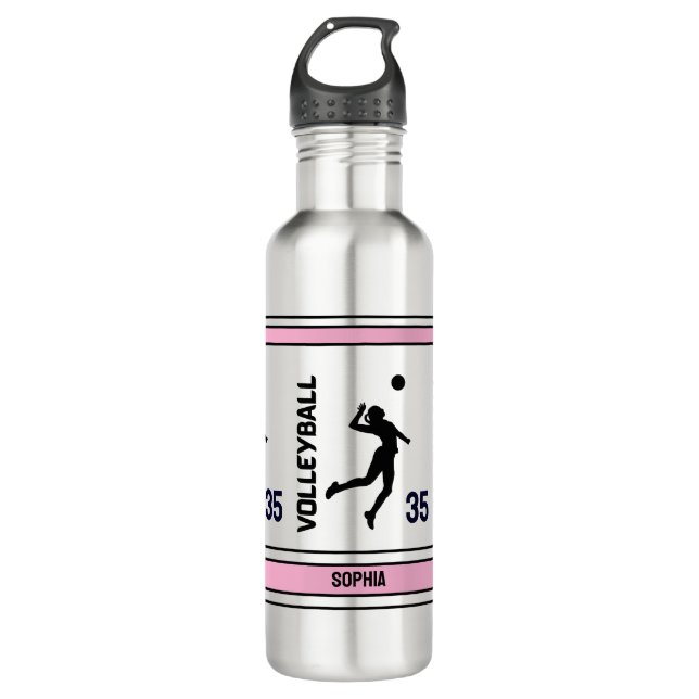 Bouteille D'eau Joueuse de volleyball Anniversaire, Joueuse de vol (Devant)