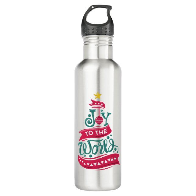 Bouteille D'eau Joy to the World Christmas Citation Typographie (Devant)