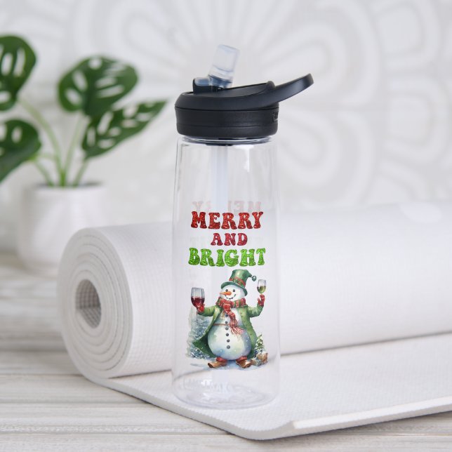 Bouteille D'eau Joyeux bonhomme de neige (Yoga (pivotée))