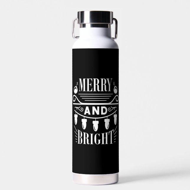 Bouteille D'eau Joyeux et brillant ampoule lumière Noël de Noël (Avant)